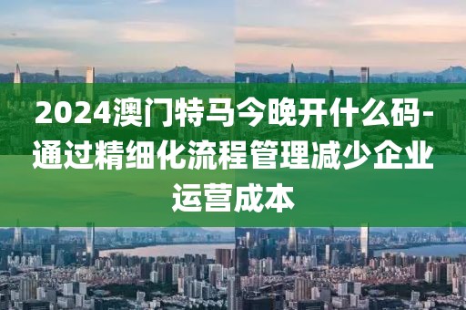 2024澳門特馬今晚開什么碼-通過精細化流程管理減少企業(yè)運營成本