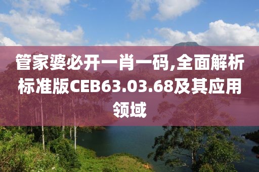 管家婆必開一肖一碼,全面解析標(biāo)準版CEB63.03.68及其應(yīng)用領(lǐng)域
