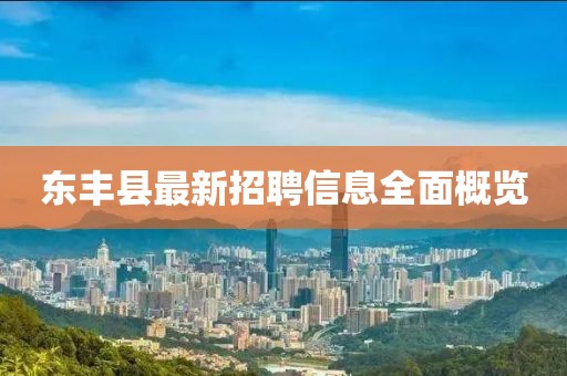 東豐縣最新招聘信息全面概覽